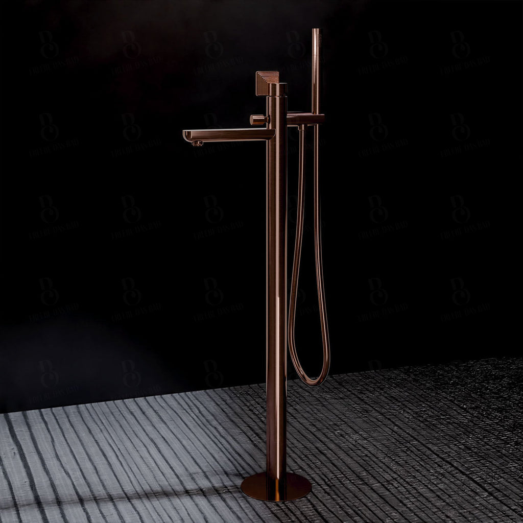 Daniël Rub. Vrijstaande badkraan - Stellar Chrome Shiny Brushed Copper-serie Wastafelkraan