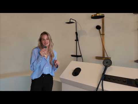 Steinberg Duschsystem mit Glasablage für 3 Verbraucher - Thermostat mit Drehknöpfen, Regenbrause, Handbrause & integriertem Schwall