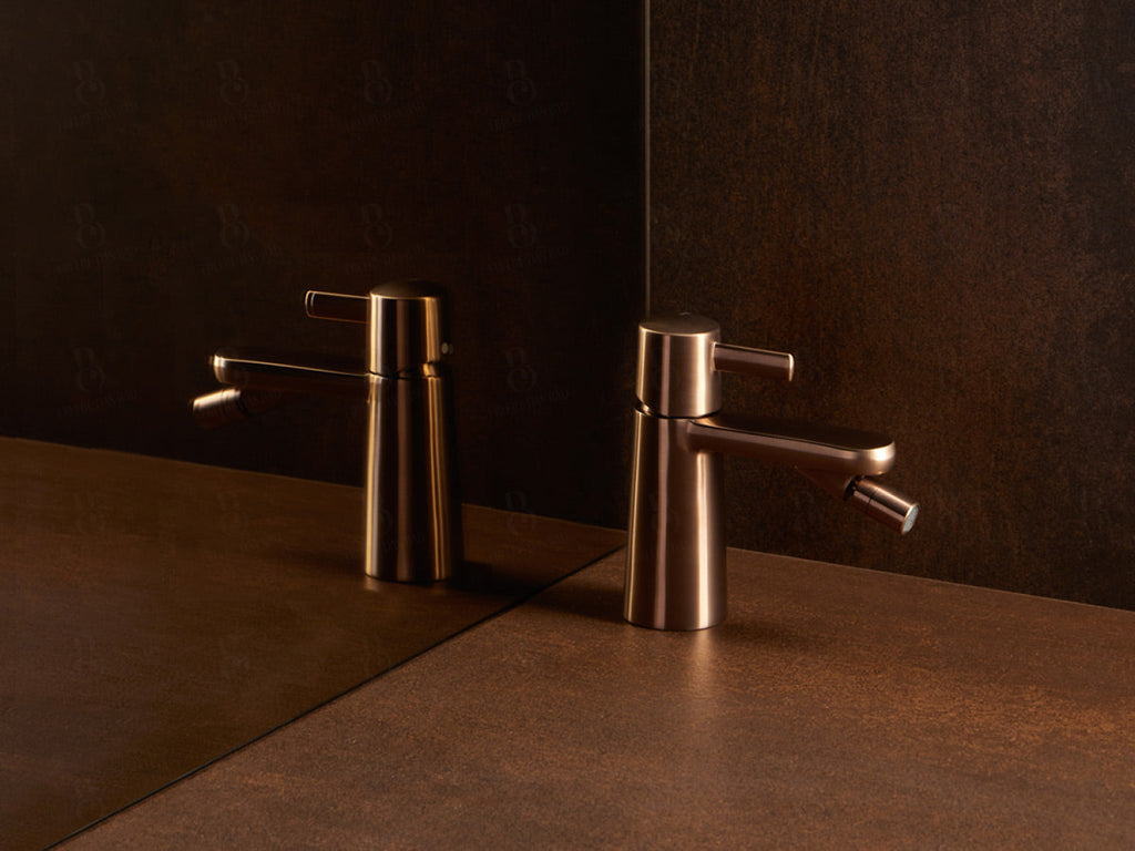 Sanycces Dedal Bidet Single Lever Mixer With Push Lock Rose Gold Brushed / Bidet Mixer