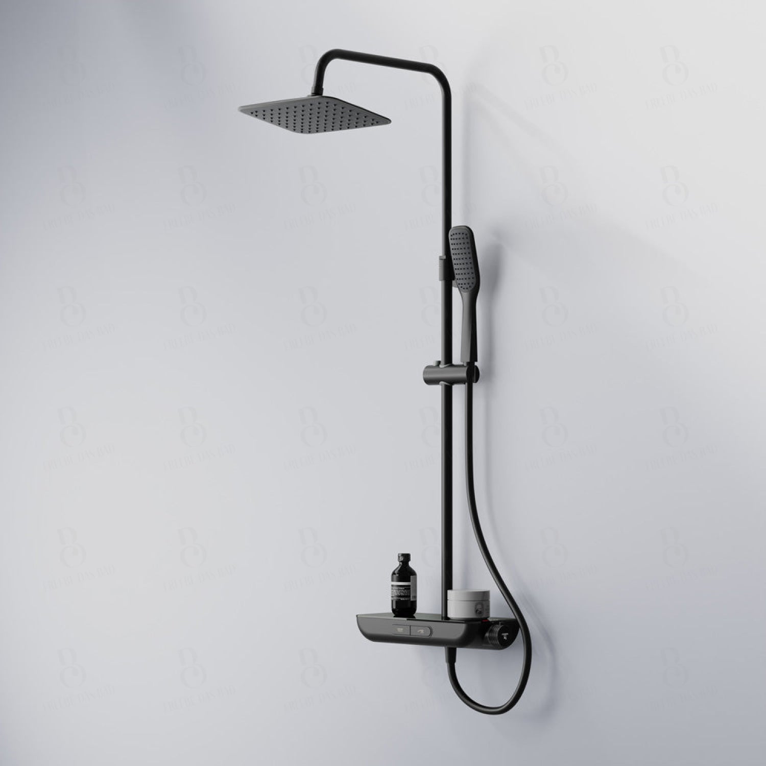 Steinberg Duschsystem Mit Glasablage Thermostat Regenbrause Und Stabhandbrause Serie 101