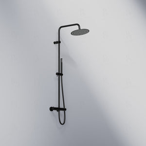 Steinberg shower set Matt gold, with thermostat, Rain Shower Round and rod hand shower