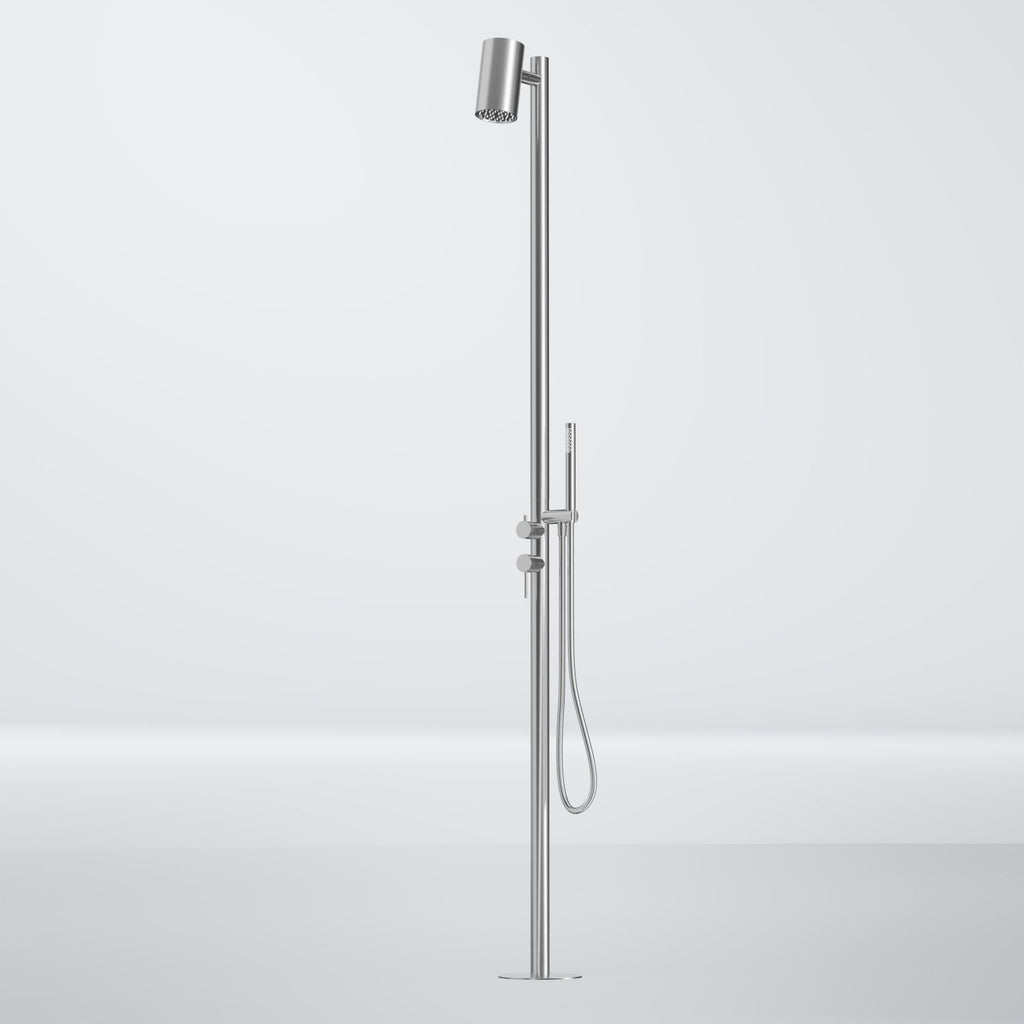 Steinberg Garden Shower Freestanding - Outdoor Shower Made of Matt Brushed Stainless Steel Outdoor Shower