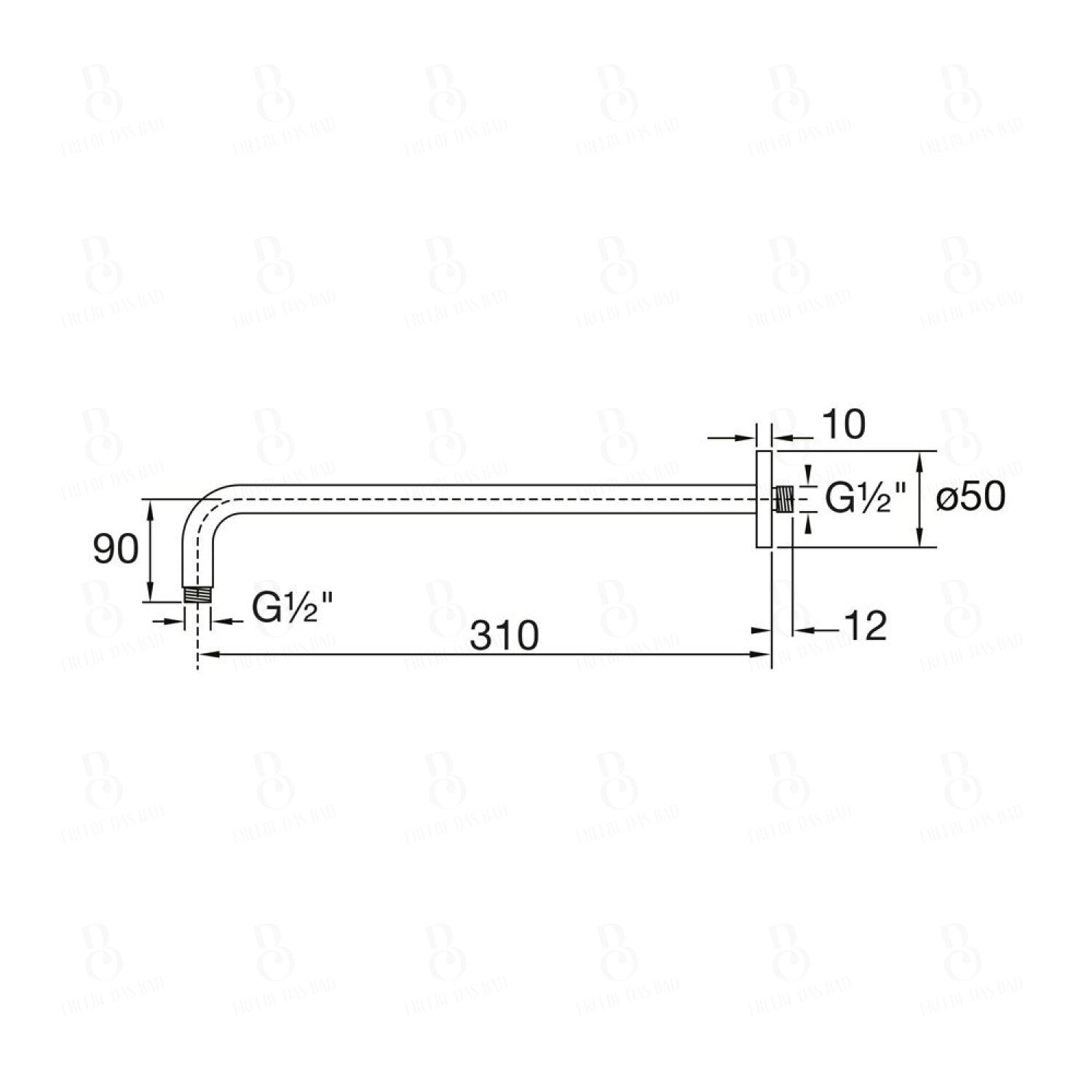 Steinberg Series 111 universal shower arm wall mounting 320 mm wall bracket chrome