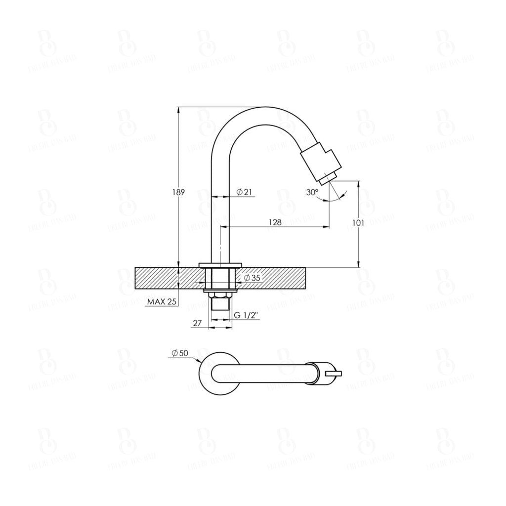 Treos Series 190 pillar tap for cold water chrome