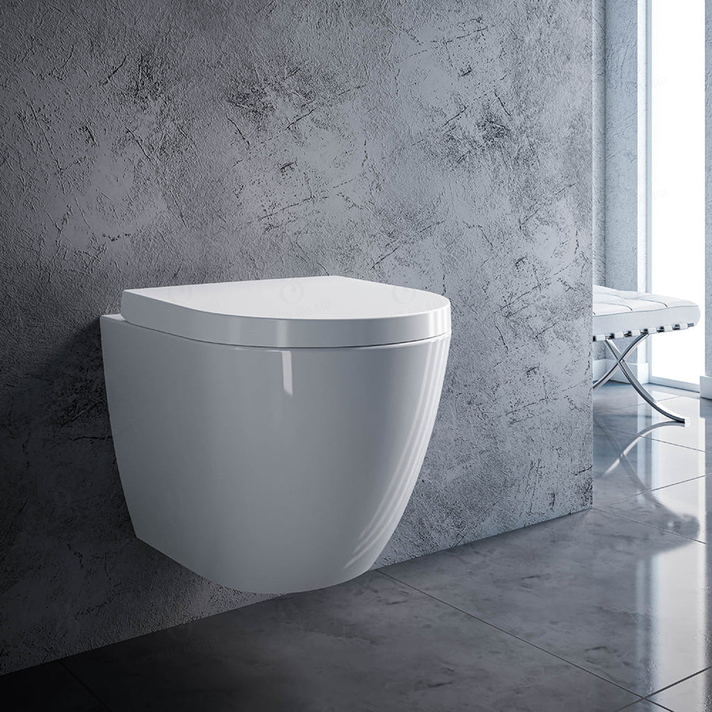 verkürztes WC nur 45cm - mit Sitz (Set) - spülrandlos - Toilette Raumspar-WC