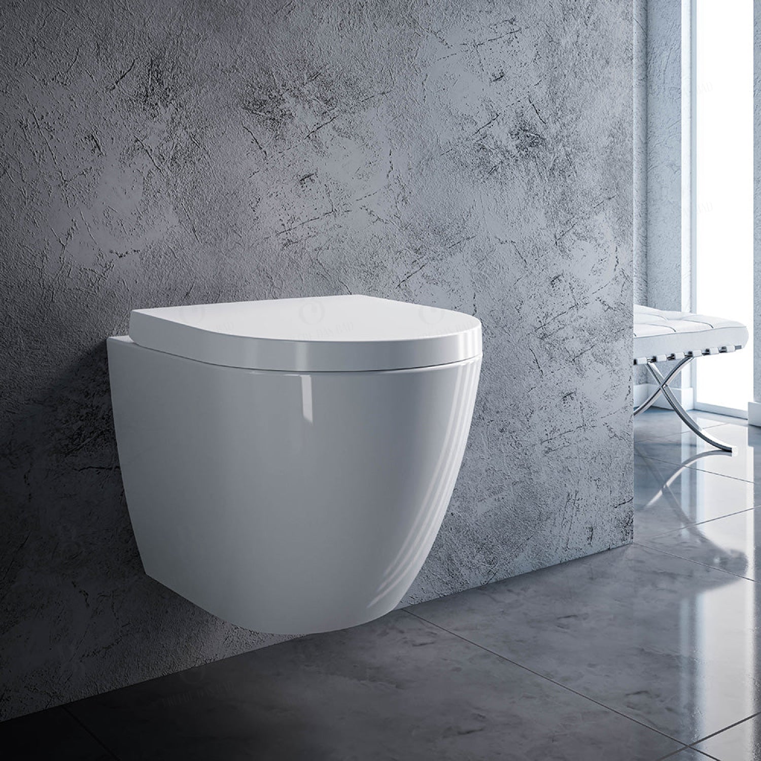 verkürztes WC nur 45cm - mit Sitz (Set) - spülrandlos - Toilette Raumspar-WC