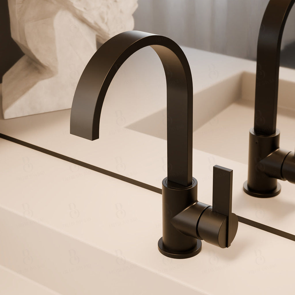 Treos Waschtischarmatur in Schwarz - Serie 195 - mit Druckverschluss - 195.01.15002